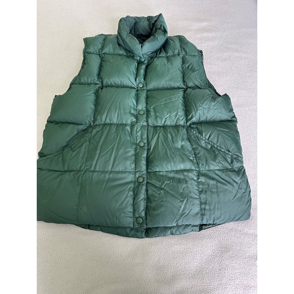 Lands End Puffet Vest Womens Medium Down Feathersβ Winter Classic Preppy Green